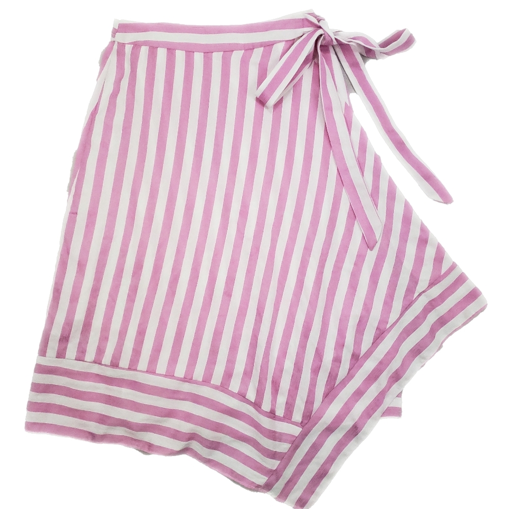 Lucy Paris XS Pink White Striped Wrap Skirt